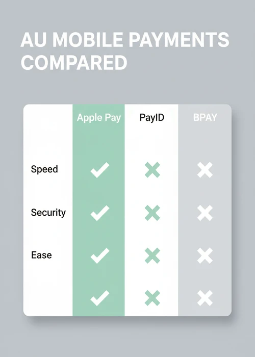 AU mobile payments compared at the best Apple Pay casino — Apple Pay, PayID, card and BPAY on speed, security and ease.