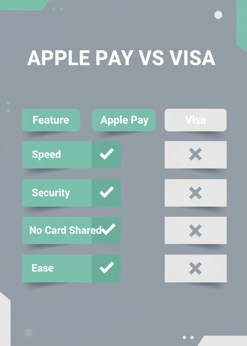 Apple Pay versus Visa at AU casinos — speed, security, no card shared and ease compared feature by feature.